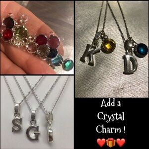 Sterling Silver Thick Initials with Your Choice of Crystal Charm-Boutique